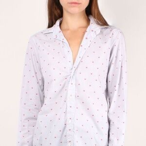 Frank & Eileen blue & white stripe red crab Frank button down shirt - Medium